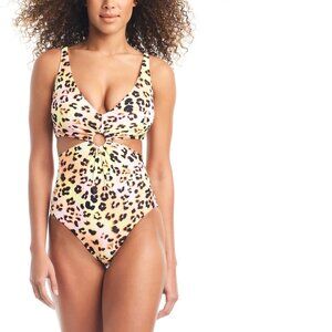 Bar III Women's Animal-Print O-Ring Monokini Swimsuit - NWT.